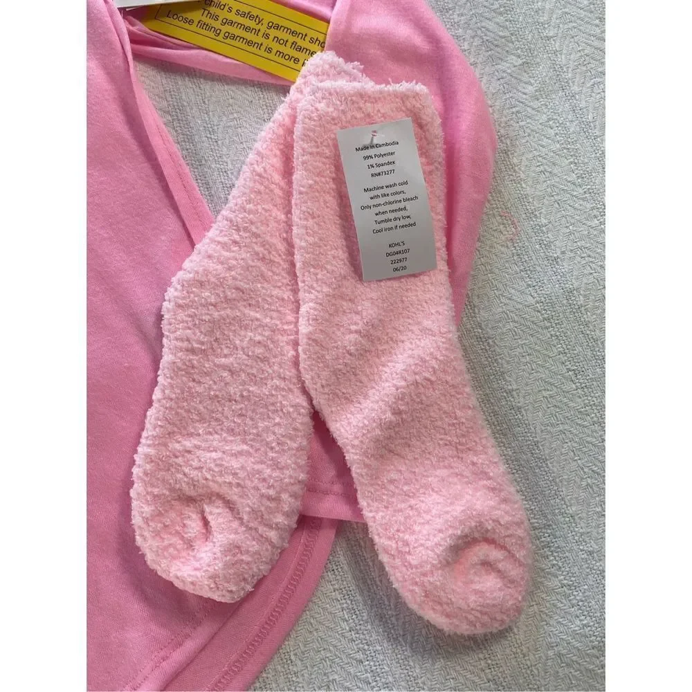 SO Girls SIZE 16 PINK FOX 3-Piece Tunic & Thermal Leggings Pajama Set with Sock